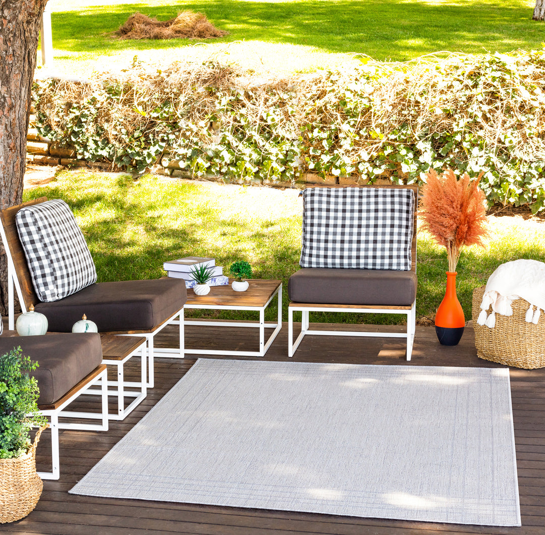 Tapis d'Extérieur/Intérieur Gris/Ivoire Island