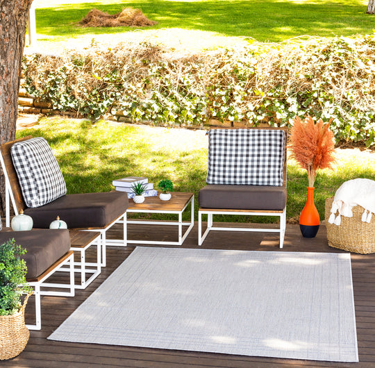 Tapis d'Extérieur/Intérieur Gris/Ivoire Island