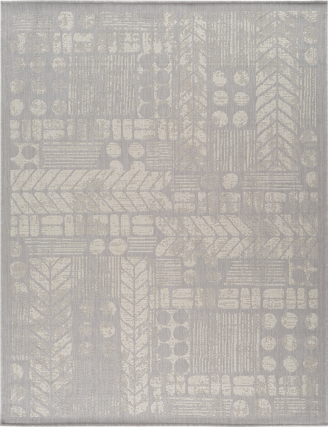 Tapis d'Extérieur/Intérieur Gris/Ivoire Jixi