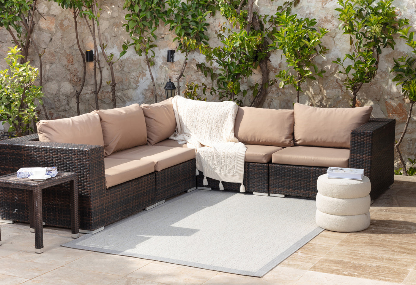 Tapis d'Extérieur/Intérieur Ivoire/Gris Juba