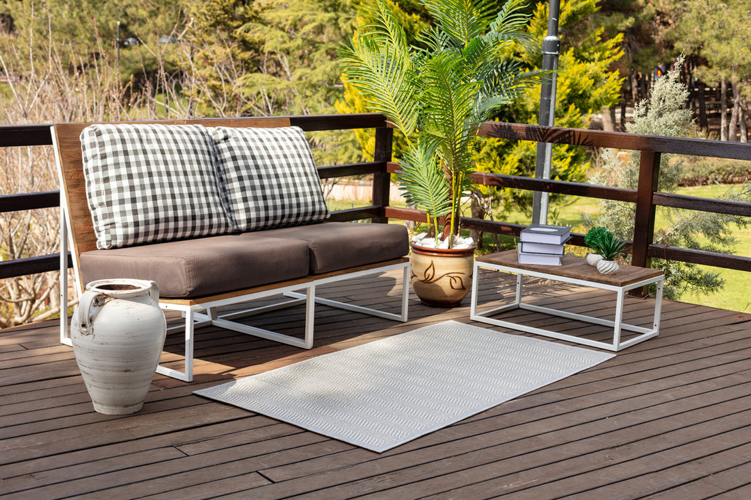 Tapis d'Extérieur/Intérieur Ivoire/Gris  Jena