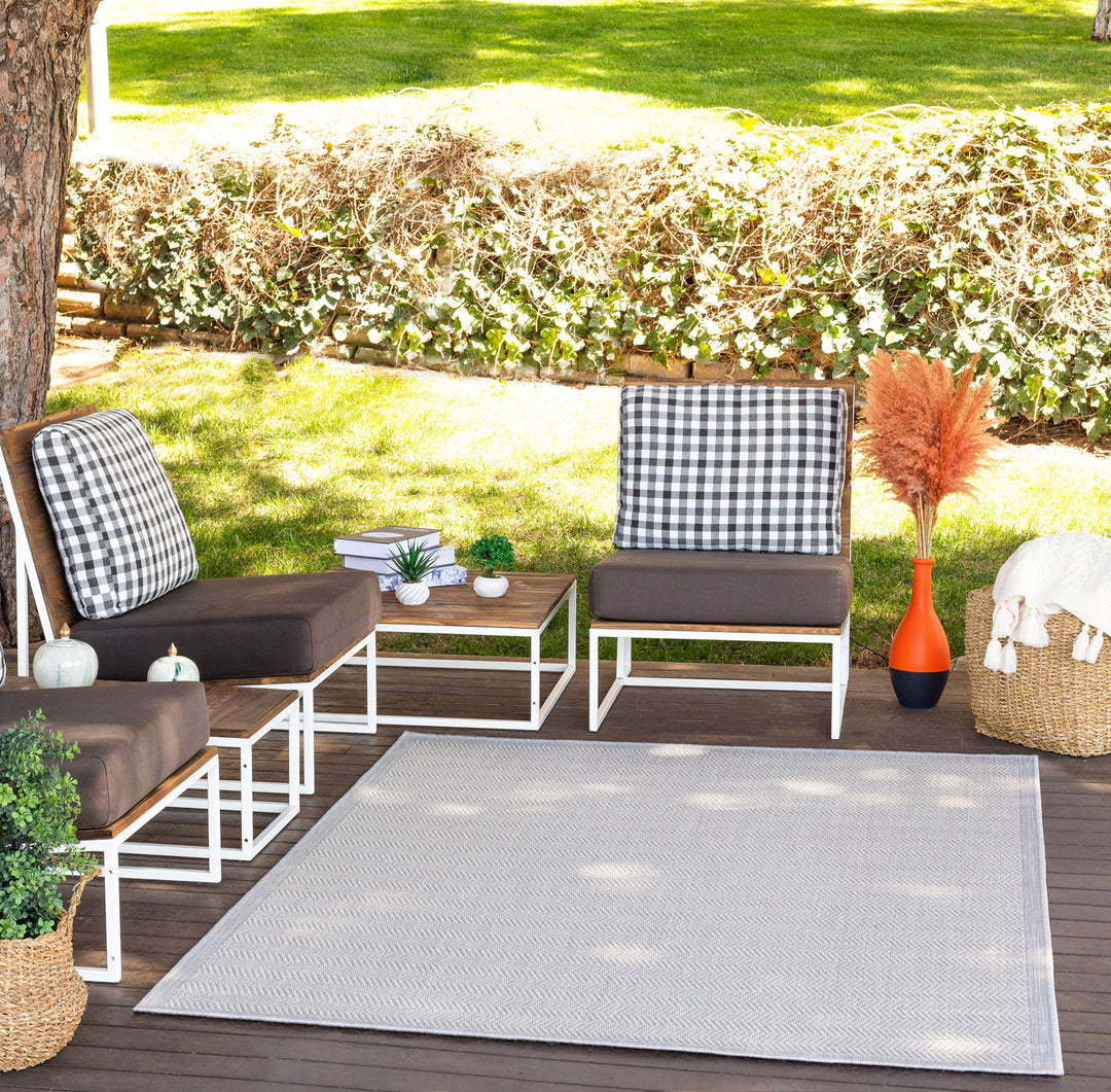 Tapis d'Extérieur/Intérieur Ivoire/Gris  Jena