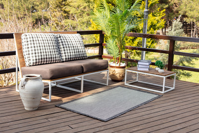 KIRIKI Tapis d'Extérieur/Intérieur Gris/Ivoire 80x150