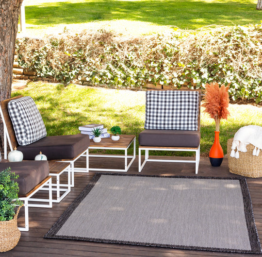 KIRIKI Tapis d'Extérieur/Intérieur Gris/Ivoire 160x213