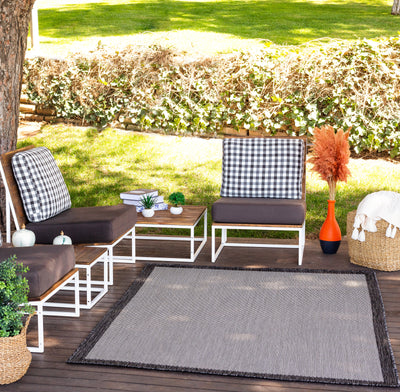 KIRIKI Tapis d'Extérieur/Intérieur Gris/Ivoire 160x213