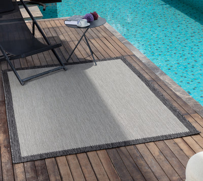 KIRIKI Tapis d'Extérieur/Intérieur Gris/Ivoire 160x213