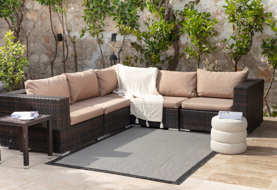 KIRIKI Tapis d'Extérieur/Intérieur Gris/Ivoire 160x213