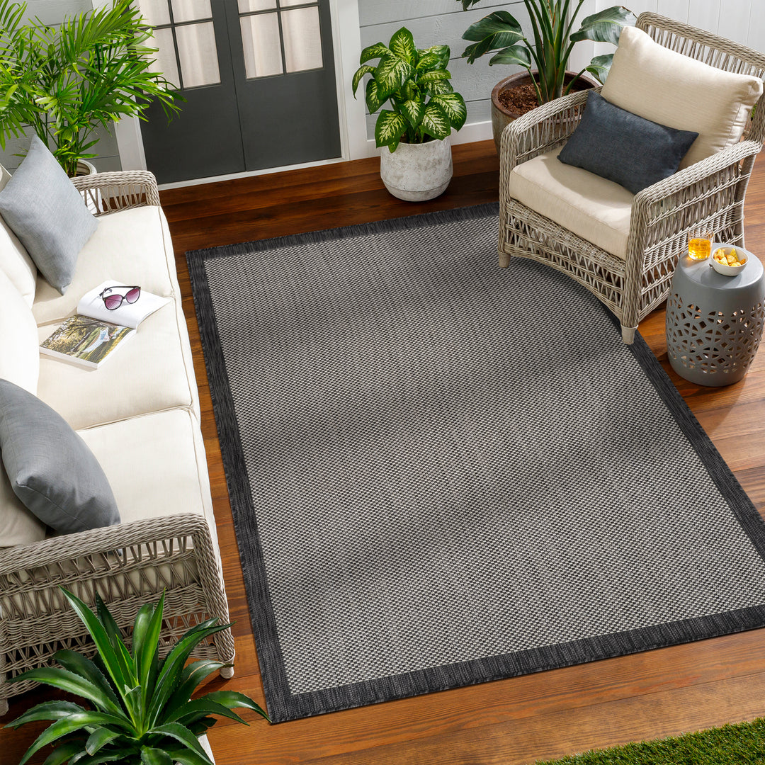 KIRIKI Tapis d'Extérieur/Intérieur Gris/Ivoire 200x275