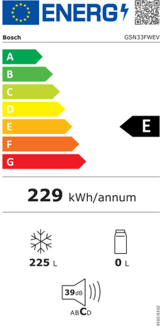 Congélateur BOSCH Série 4 GSN33FWEV Blanc 176cm Pose Libre