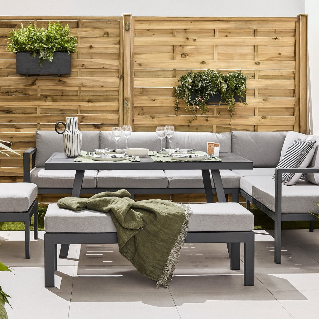Salon d'angle en aluminium anthracite 10 personnes Naxos II NATERIAL Leroy Merlin