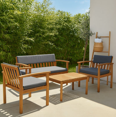 Salon de jardin bas en bois acacia 4 pièces Java