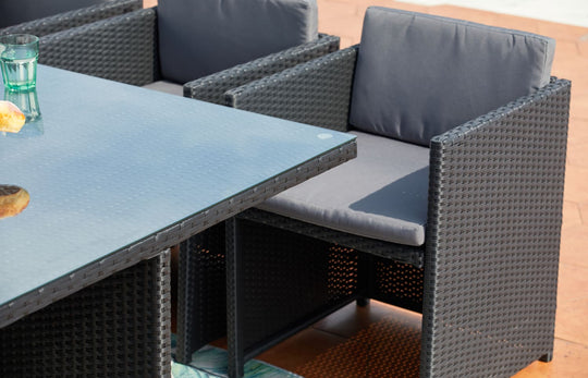 salon de jardin encastrable pour 6 personnes Noir et gris