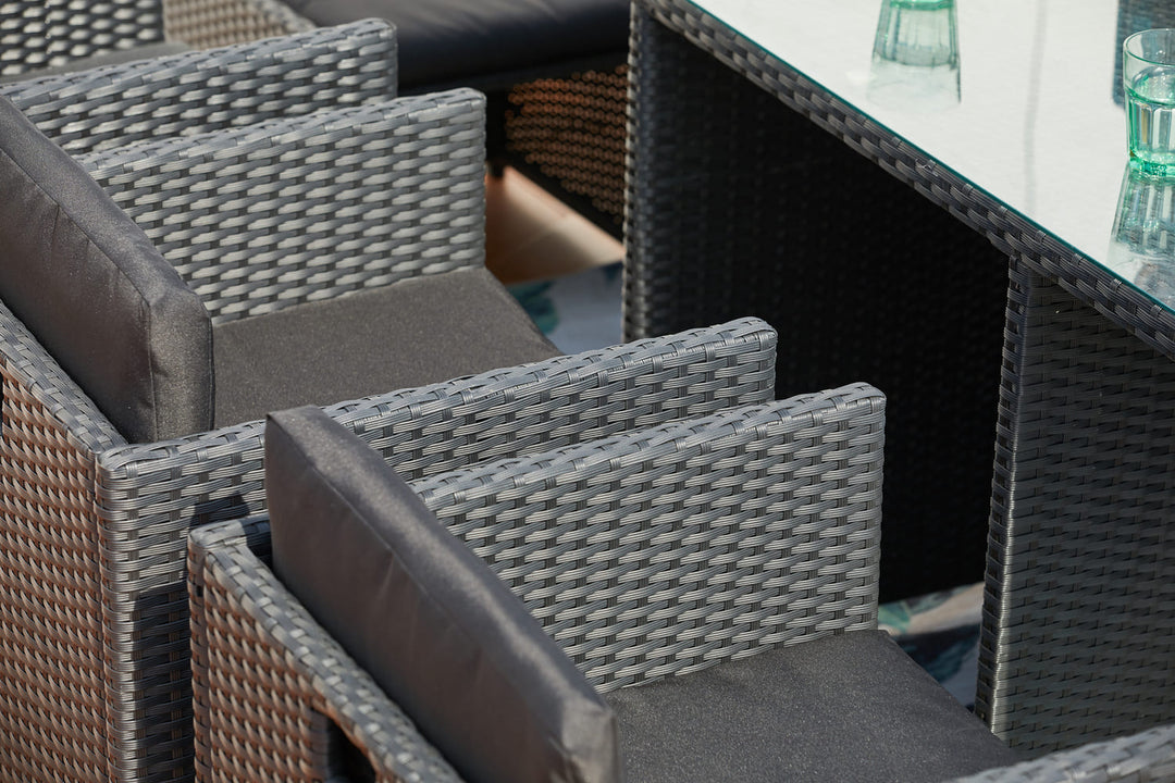 salon de jardin encastrable pour 6 personnes Noir et Noir zoom coussins