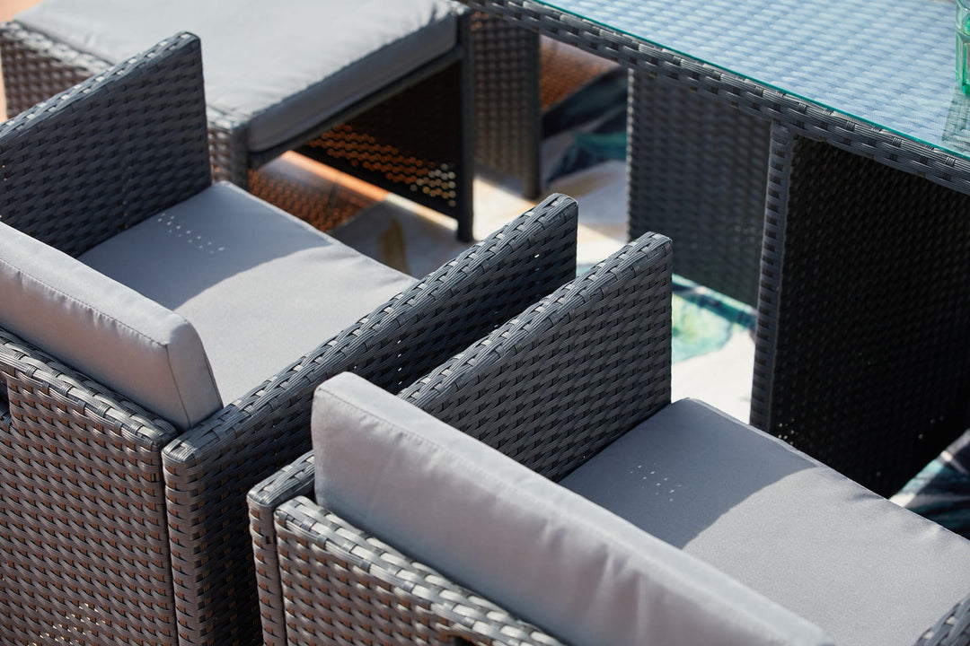salon de jardin encastrable pour 6 personnes Noir et gris