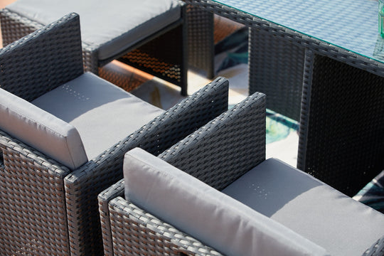 salon de jardin encastrable pour 6 personnes Noir et gris