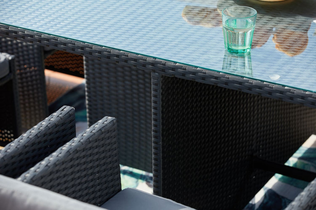 salon de jardin encastrable pour 6 personnes Noir et gris zoom
