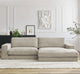 Canapé d'angle droit BOBOCHIC beige 4 places LEONARD