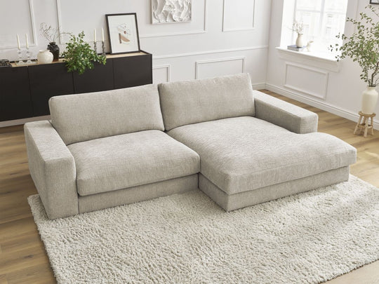 Canapé d'angle droit BOBOCHIC beige 4 places LEONARD