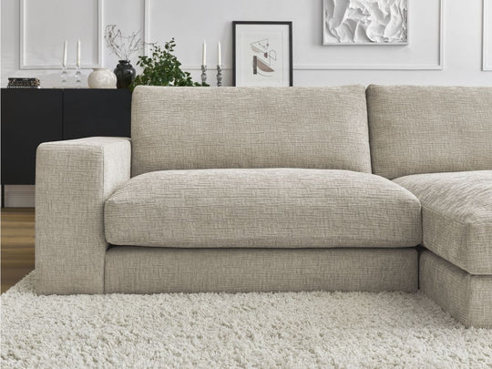 Canapé d'angle droit BOBOCHIC beige 4 places LEONARD