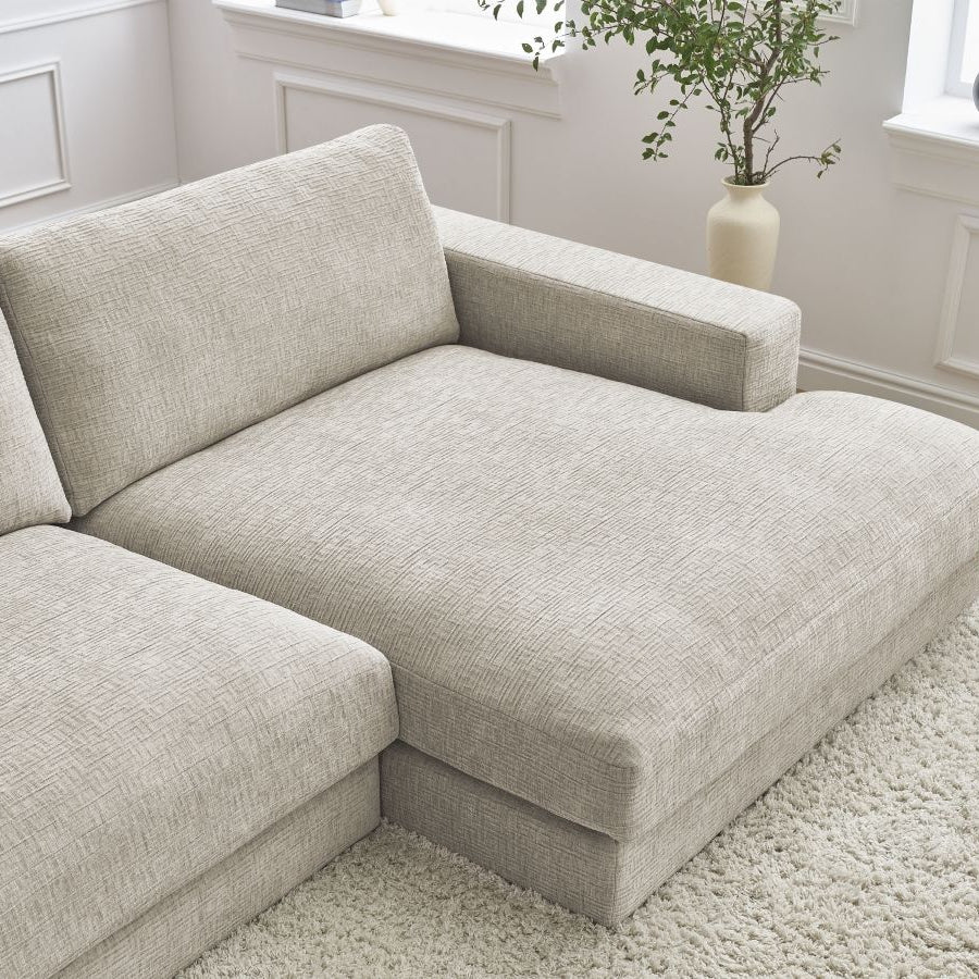 Canapé d'angle droit BOBOCHIC beige 4 places LEONARD