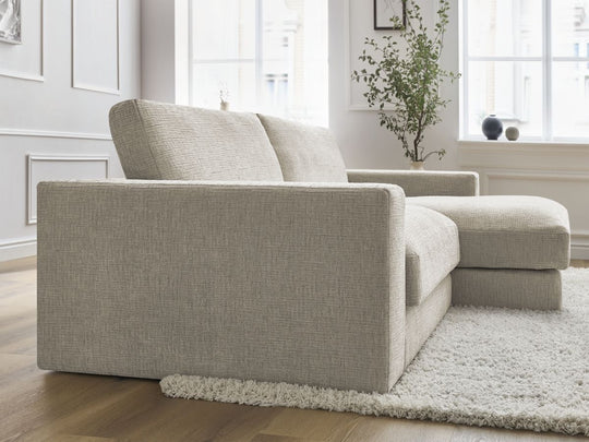 Canapé d'angle droit BOBOCHIC beige 4 places LEONARD