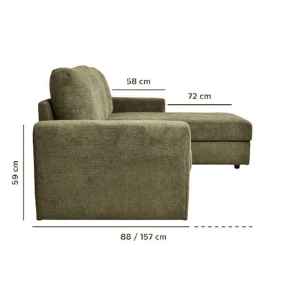 Canapé d'angle ALINEA HONORE convertible vert cèdre