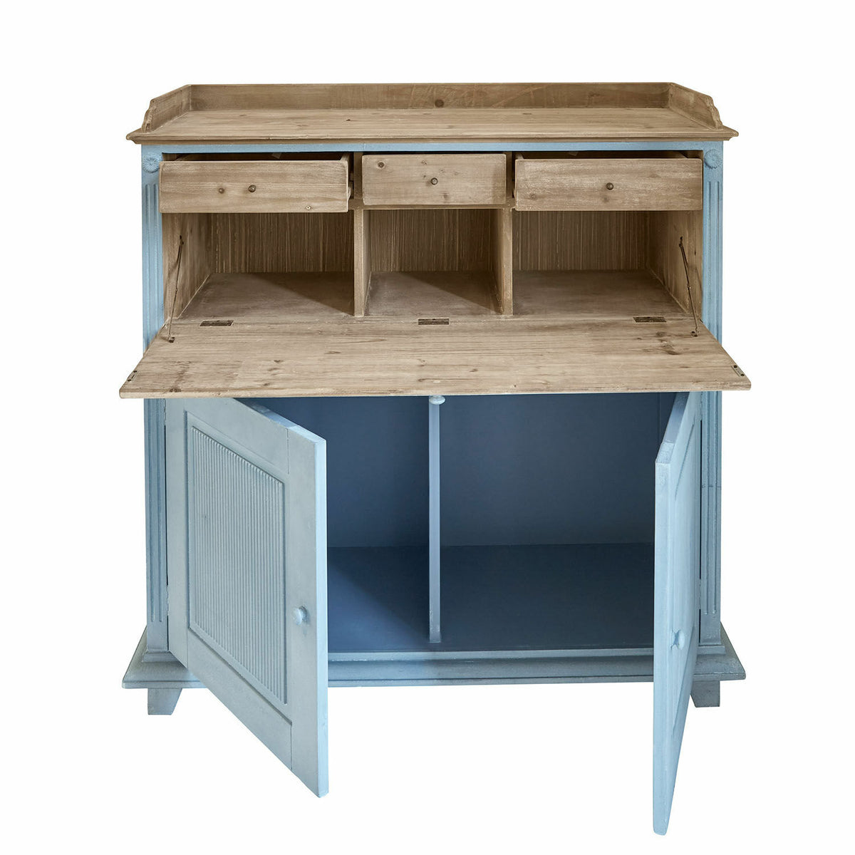 Secrétaire Marignelle bois bleu vieilli LOBERON — photo produit