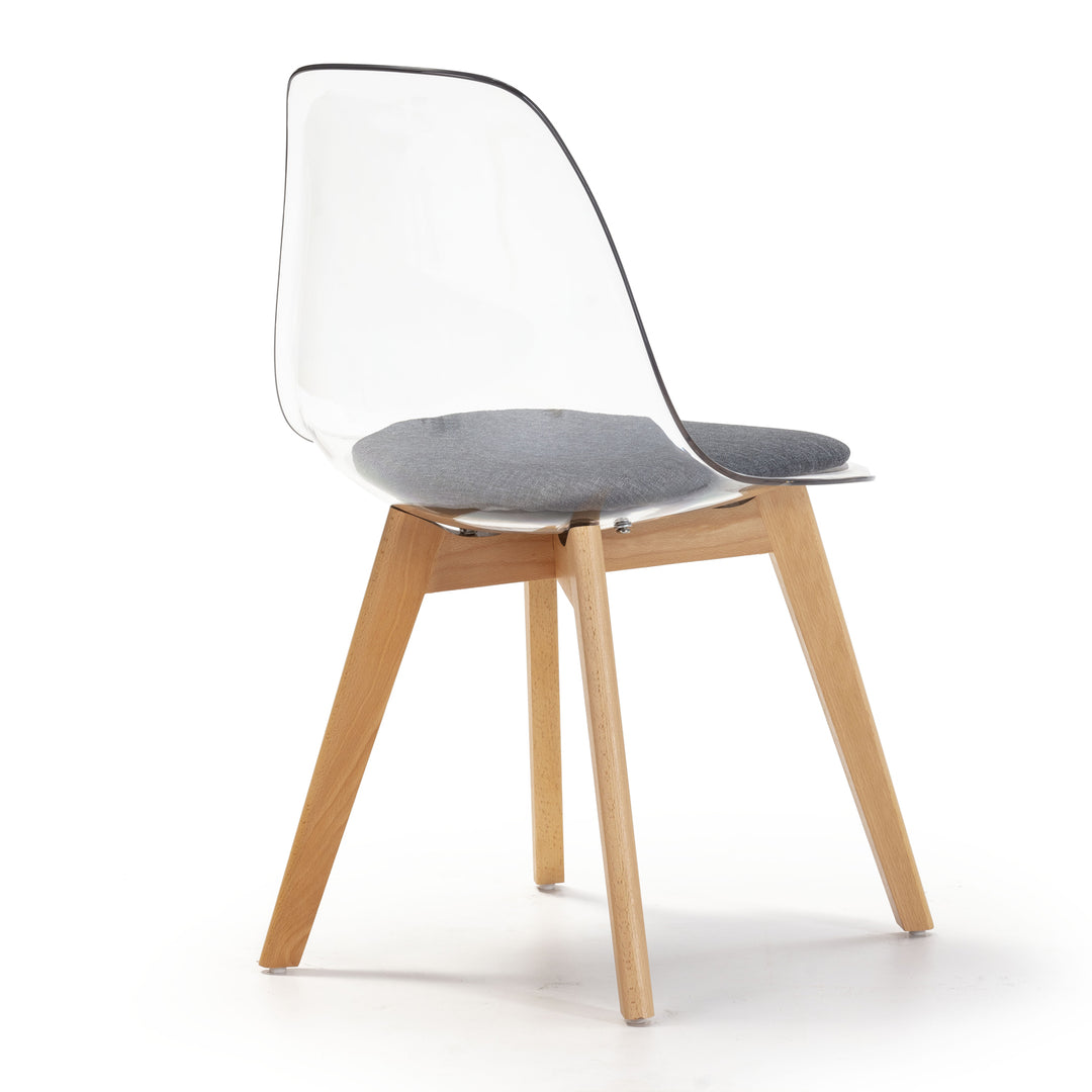 Lot de 2 chaises transparentes avec assise Gris