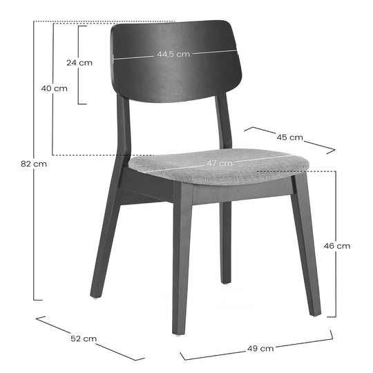 Lot de 2 chaises Susi couleur Noyer, bois massif