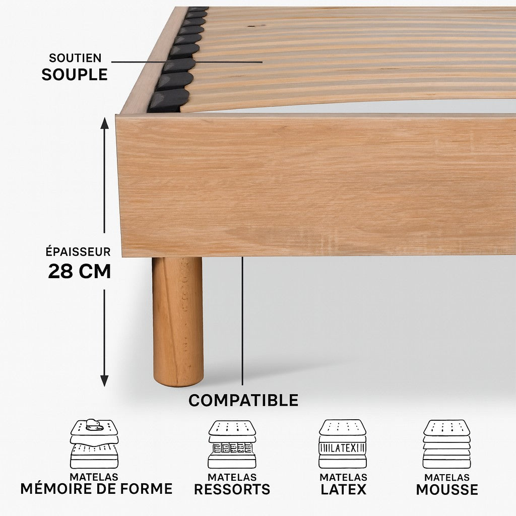 Sommier en kit bois Made in France - Bois, Blanc ou Noir on