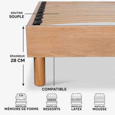 Sommier en kit bois Made in France - Bois, Blanc ou Noir on
