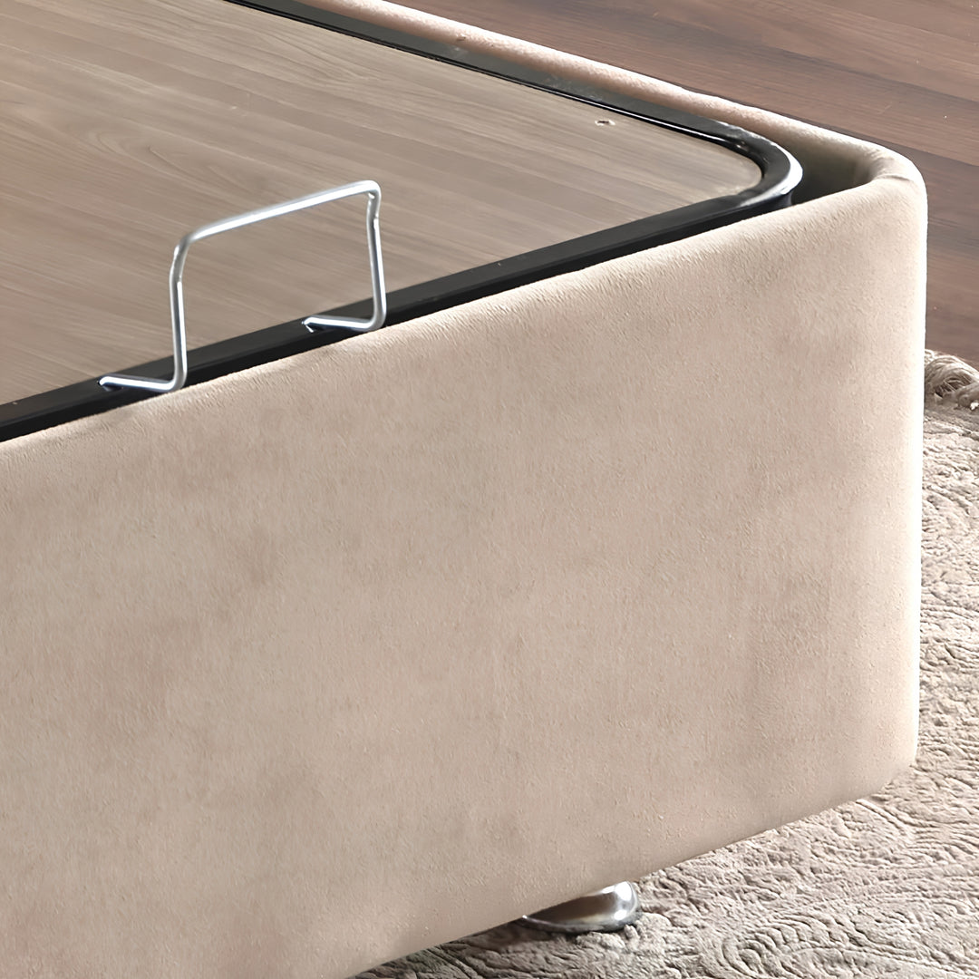 Sommier coffre NIROM Ela 80x200 cm en tissu beige