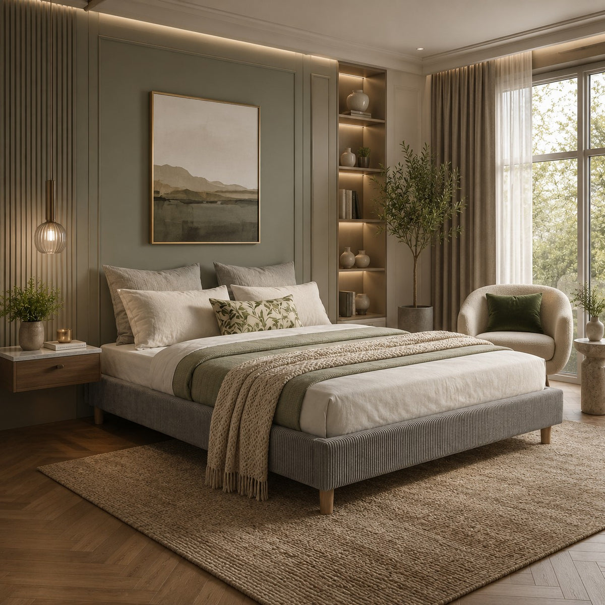 Sommier robuste en velours côtelé