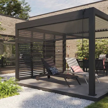 Store latéral pour pergola NATERIAL en aluminium gris  L.340.8xH.231.6 cm