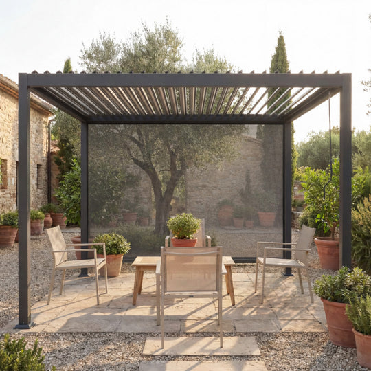 Store DRAWER Tero pour pergola bioclimatique 4m gris foncé