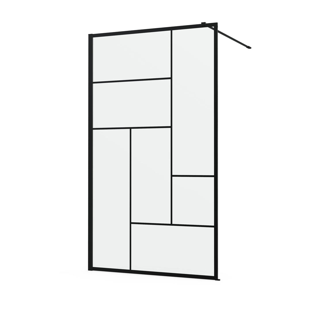 Paroi de douche italienne SENSEA Studio sérigraphié noir 140x200cm 8mm — photo produit