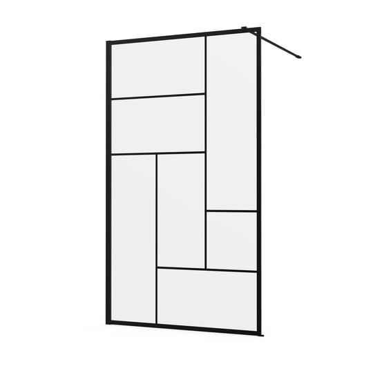 Paroi de douche italienne SENSEA Studio sérigraphié noir 140x200cm 8mm — photo produit