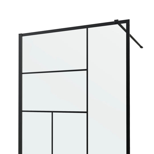 Paroi de douche italienne SENSEA Studio sérigraphié noir 140x200cm 8mm — photo produit
