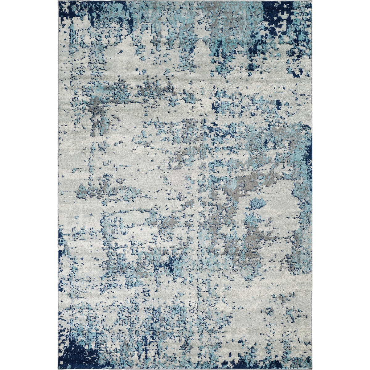 Tapis SURYA Dunkirk moderne, motif abstrait effet usé bleu foncé et turquoise sur gris clair, vue 10