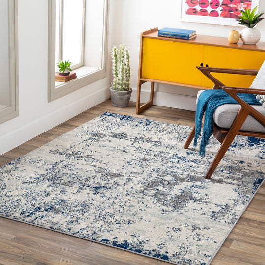 Tapis Abstrait Moderne Gris/Blanc/Bleu Dunkirk