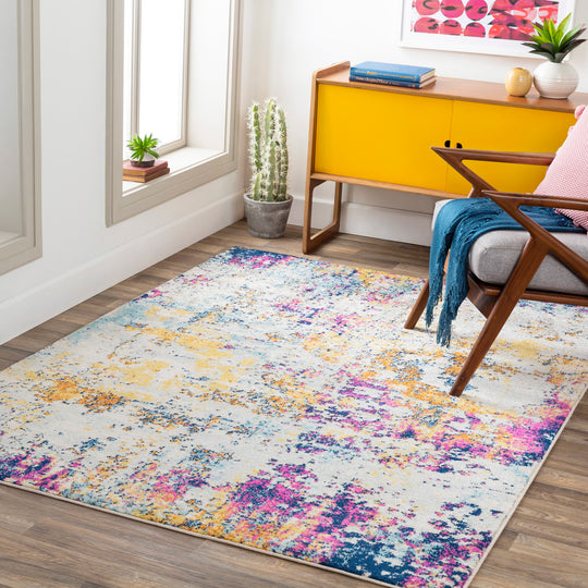 Tapis Abstrait Moderne Bleu/Jaune/Rose Dunkirk 160x220cm