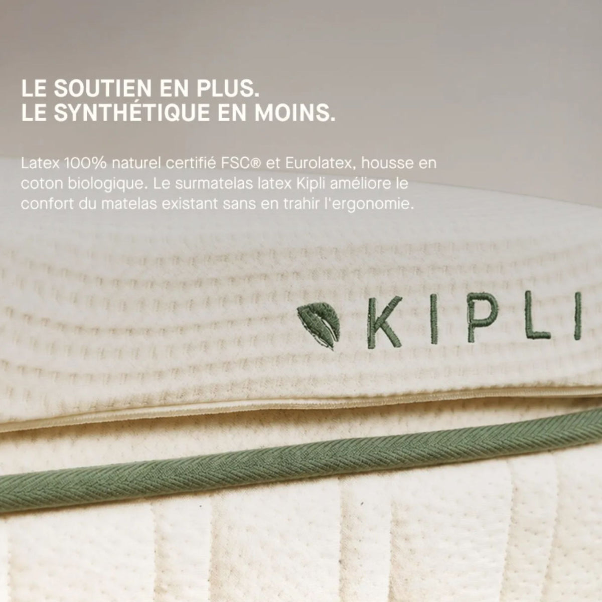 Surmatelas KIPLI en latex naturel 180x200cm