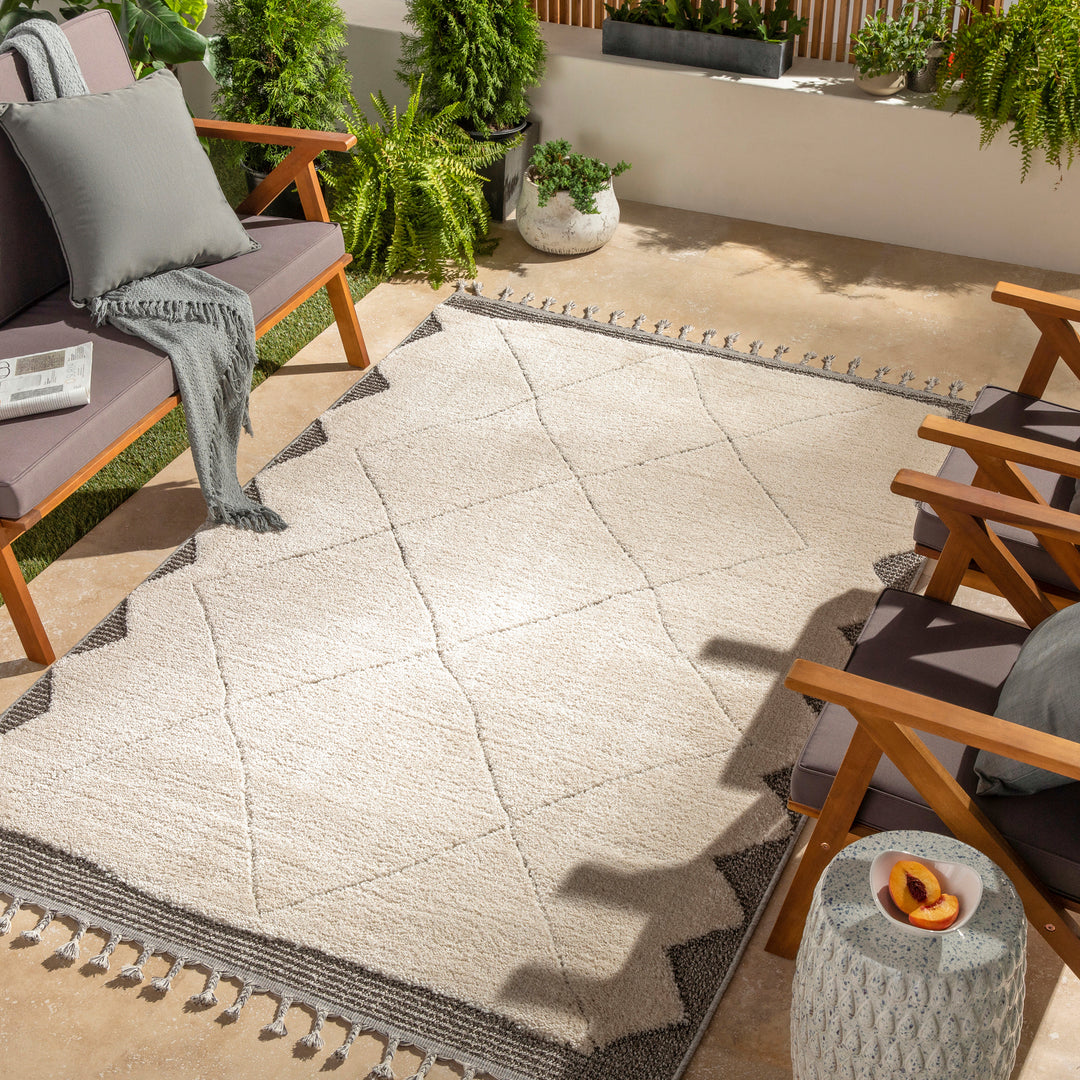 Tapis Berbère Ethnique Beige/Gris Fukushima 167x220cm