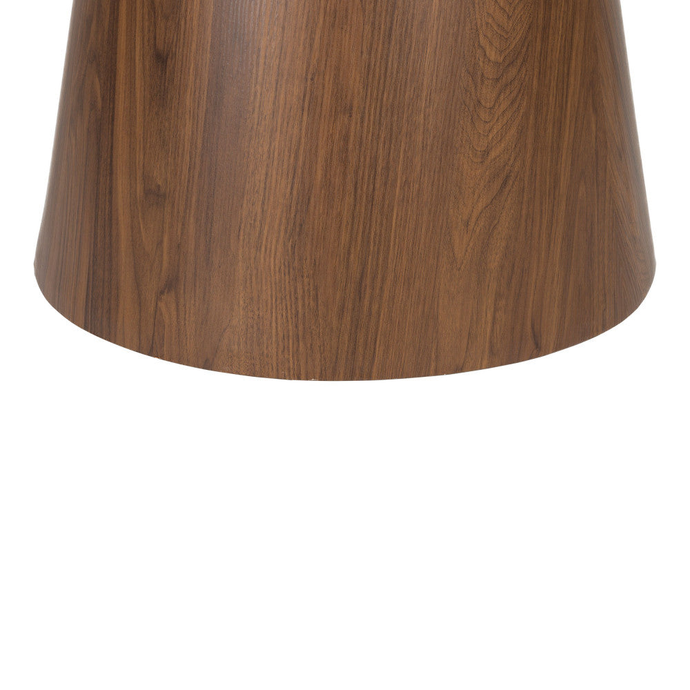 Table à manger ronde DRAWER Almira 4 personnes en pierre et bois foncé