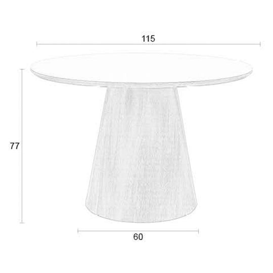 Table à manger ronde DRAWER Almira 4 personnes en pierre et bois foncé