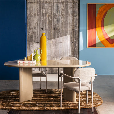 Table à manger DRAWER Glossi 6 personnes ovale en bois laqué