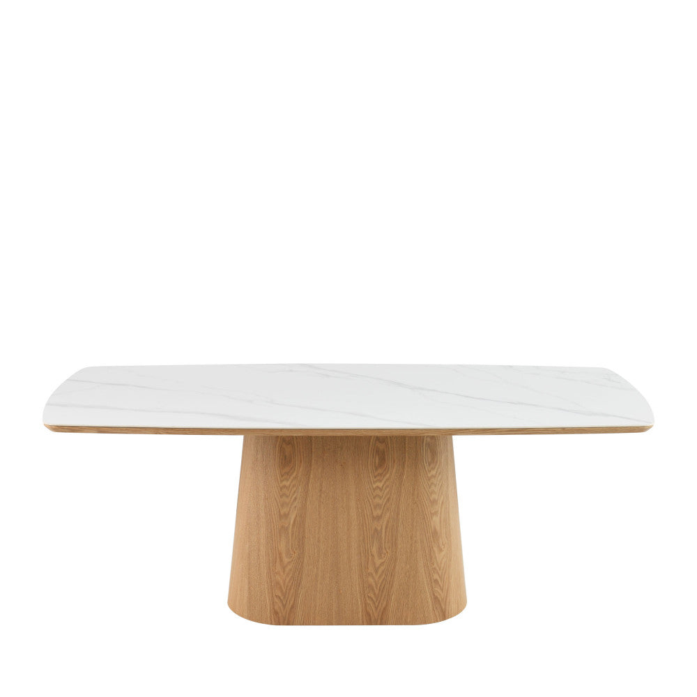 Table à manger DRAWER Reno 8 personnes effet marbre et bois