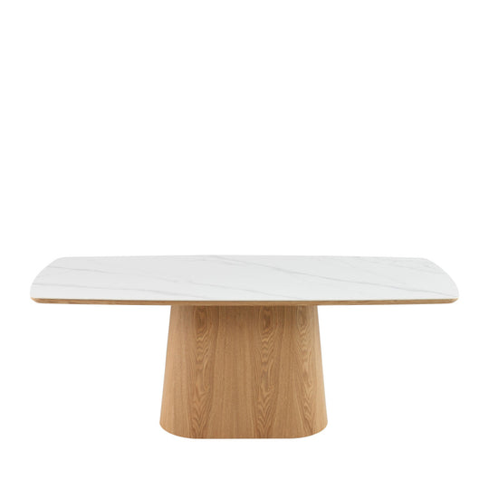 Table à manger DRAWER Reno 8 personnes effet marbre et bois