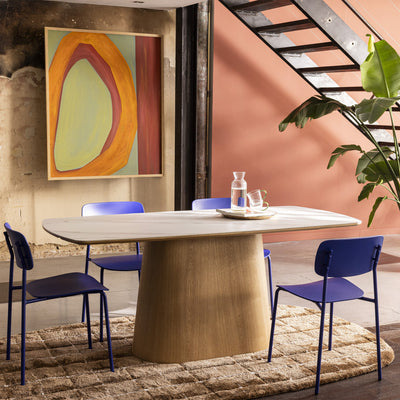 Table à manger DRAWER Reno 8 personnes effet marbre et bois