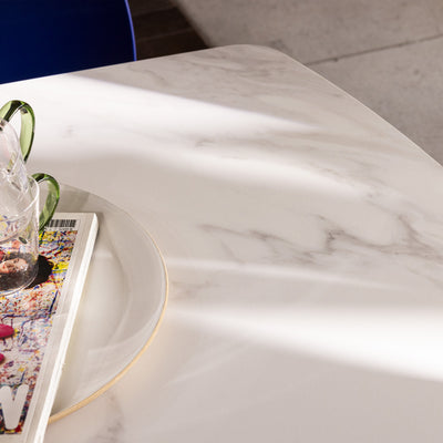 Table à manger DRAWER Reno 8 personnes effet marbre et bois